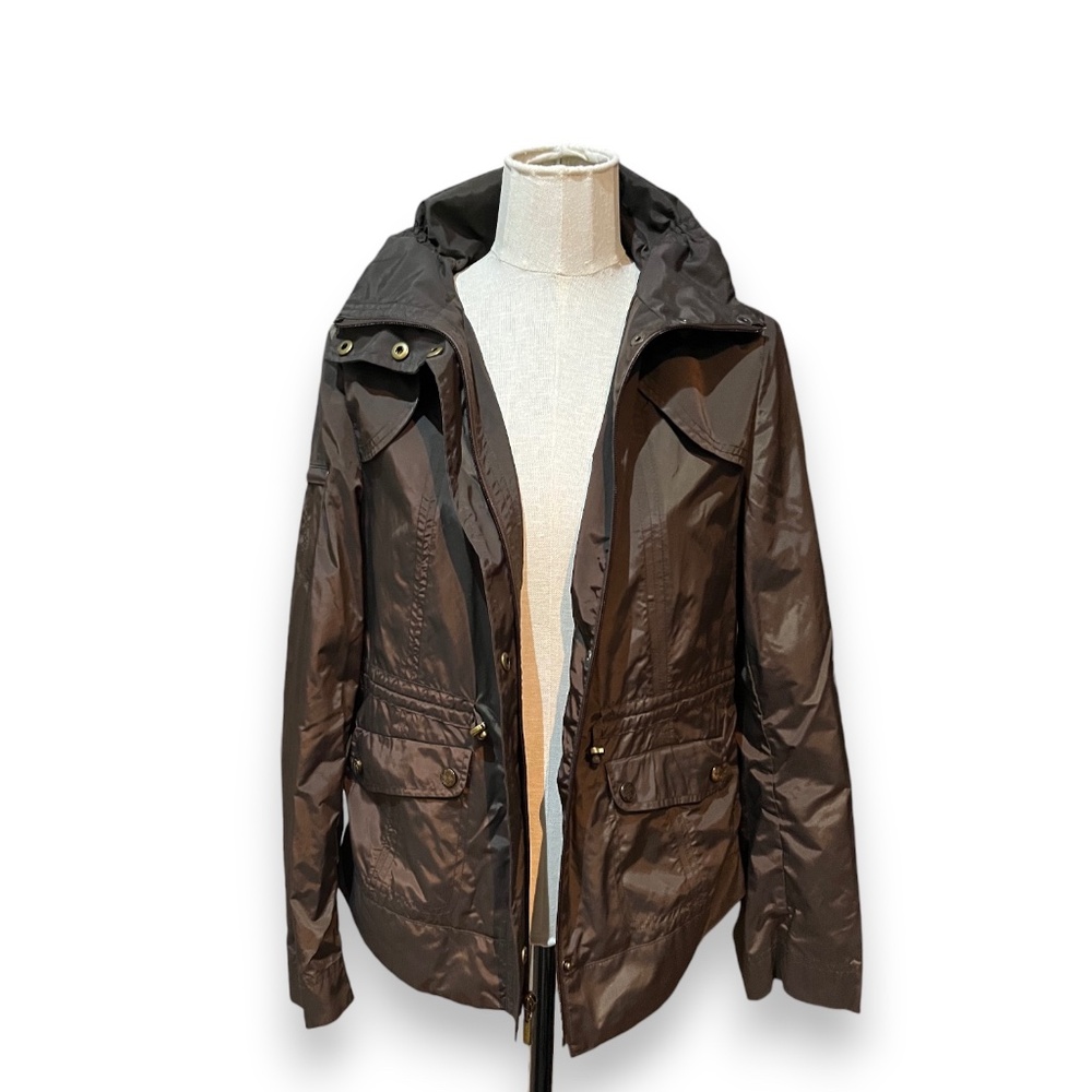 Cole Haan Signature Hooded Rain Jacket Brown Size Small